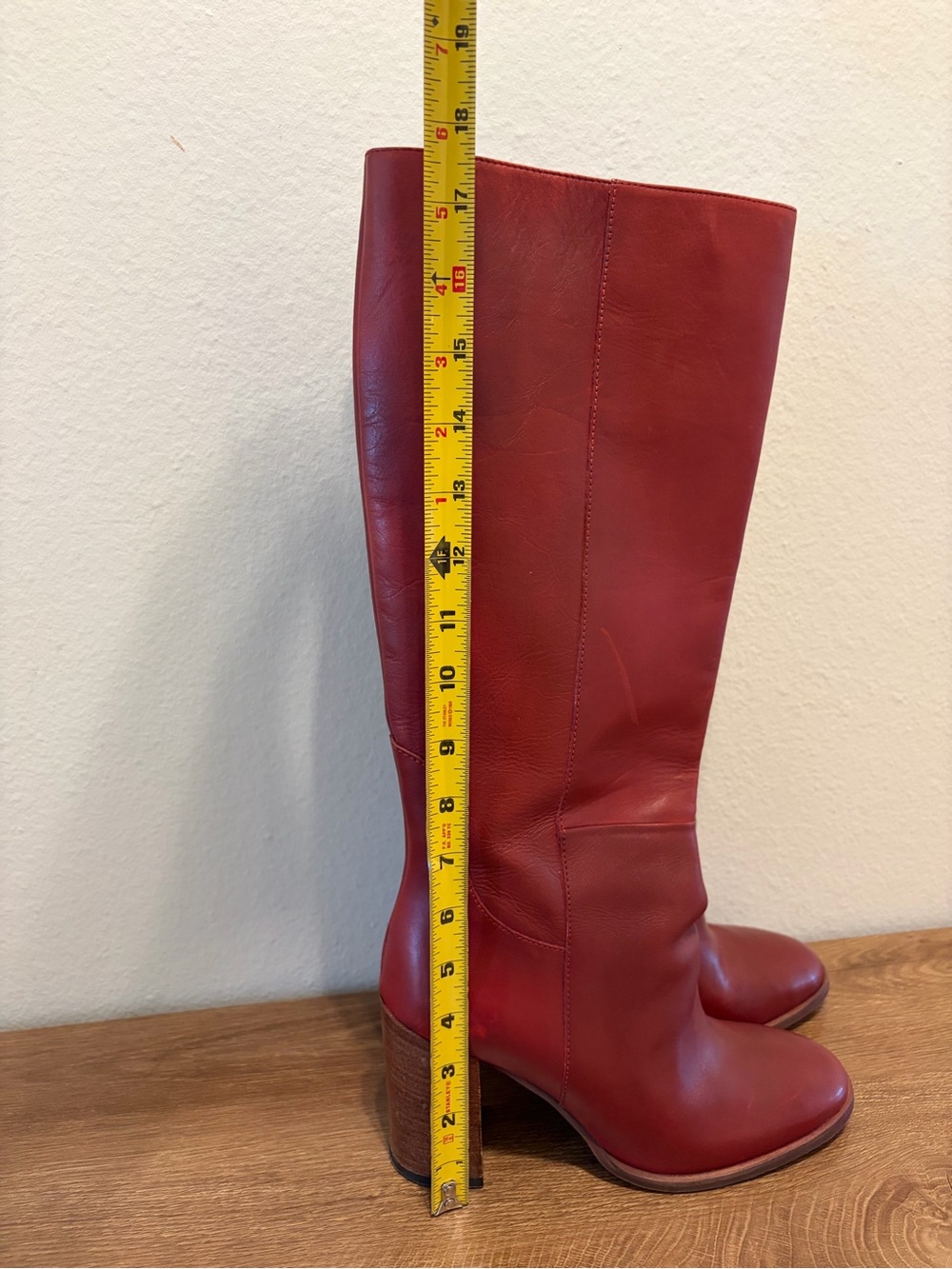 Anthropologie Tall Red Leather Boots - Classic Knee High Heel (B7) - Picture 4 of 4